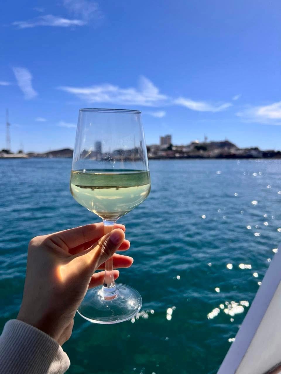 A glass of wine overlooking the Sea of Cortez